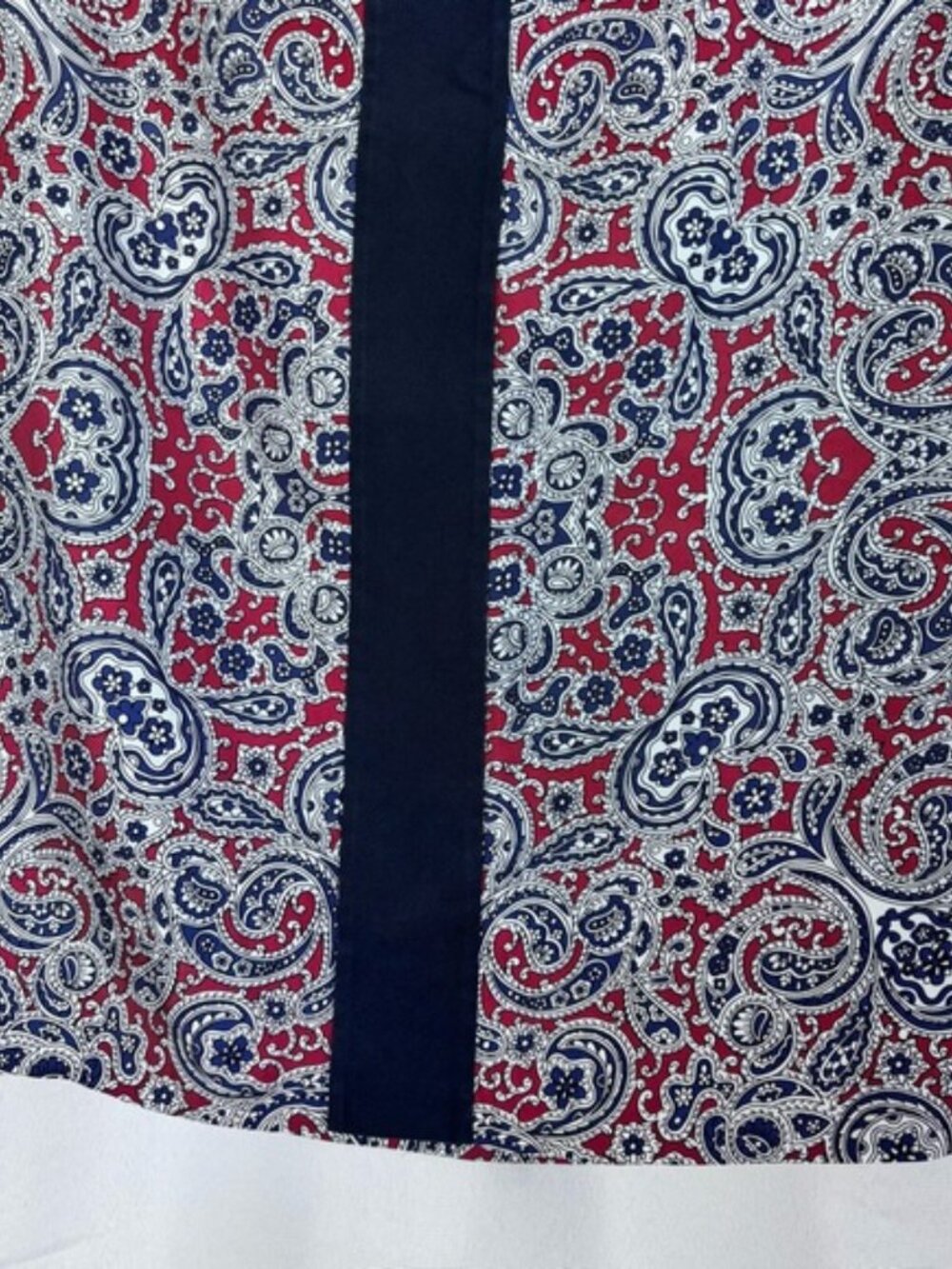 Brooks Brothers 100% Silk Paisley print Pencil Skirt Navy Red White Size 2 Lined - Picture 9 of 10